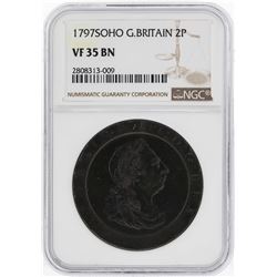 1797SOHO Great Britain 2 Pence Coin NGC VF35 BN