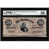 Image 1 : 1864 $50 Confederate States of America Note T-66 PMG Choice About Uncirculated 58