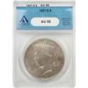 Image 1 : 1927-S $1 Peace Silver Dollar Coin ANACS AU55