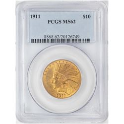 1911 $10 Indian Head Eagle Gold Coin PCGS MS62