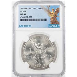 1985Mo Mexico 1 Onza Libertad Silver Coin NGC MS67