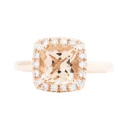14KT Rose Gold Ladies 2.10 ctw Morganite and Diamond Ring