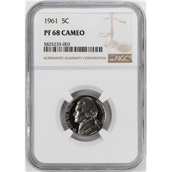 1961 Proof Jefferson Nickel Coin NGC PF68 Cameo