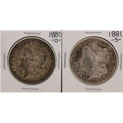 Lot of 1880-O & 1881-S $1 Morgan Silver Dollar Coins