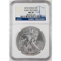 2014 $1 American Silver Eagle Coin NGC MS70 Early Releases