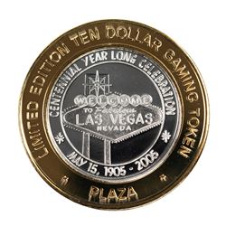 .999 Silver Plaza Las Vegas, NV $10 Casino Limited Edition Gaming Token