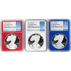 Set of 2019-W $1 Proof American Silver Eagle Coins NGC PF70 Ultra Cameo Red White Blue