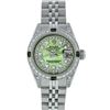 Image 2 : Rolex Ladies Stainless Steel Quickset Green MOP Diamond Lugs Datejust Wristwatch