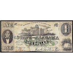 1863 $1 State of Alabama Obsolete Banknote