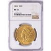 Image 1 : 1861 $20 Liberty Head Double Eagle Gold Coin NGC XF45