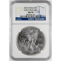 2014 $1 American Silver Eagle Coin NGC MS70 Early Releases