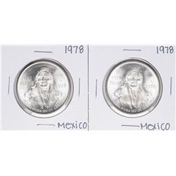 Lot of (2) 1978 Mexico Cien Pesos Silver Coins