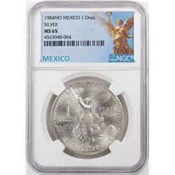 1984Mo Mexico 1 Onza Libertad Silver Coin NGC MS65