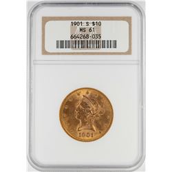 1901-S $10 Liberty Head Eagle Gold Coin NGC MS61