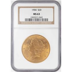1904 $20 Liberty Head Double Eagle Gold Coin NGC MS63