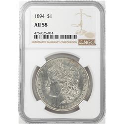 1894 $1 Morgan Silver Dollar Coin NGC AU58