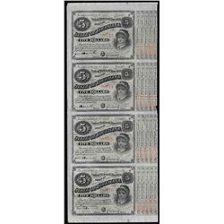 Uncut Sheet of (4) State of Louisiana Baby Bond Obsolete Notes