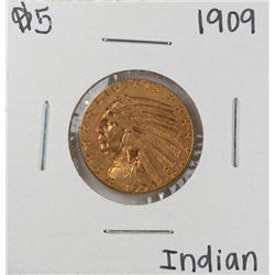 1909 $5 Indian Head Half Eagle Gold Coin