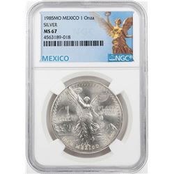 1985Mo Mexico 1 Onza Libertad Silver Coin NGC MS67
