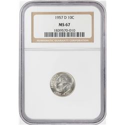 1957-D Roosevelt Dime Coin NGC MS67