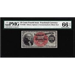 1863 25 Cent 4th Issue Fractional Currency Note Fr.1302 PMG Choice Uncirculated 66EPQ