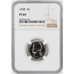 1958 Proof Jefferson Nickel Coin NGC PF69