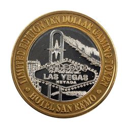 .999 Silver Hotel San Remo Las Vegas, Nevada $10 Casino Limited Edition Gaming Token