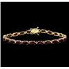 Image 1 : 13.00 ctw Ruby and Diamond Bracelet - 14KT Yellow Gold