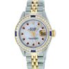 Image 2 : Rolex Ladies 2 Tone 14K MOP Ruby & Sapphire Channel Set Datejust Wristwatch