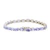 Image 2 : 10.92 ctw Tanzanite and Diamond Bracelet - 14KT White Gold