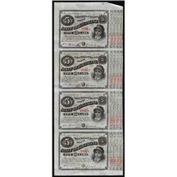 Uncut Sheet of (4) State of Louisiana Baby Bond Obsolete Notes