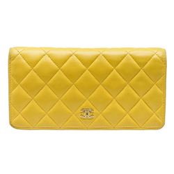 Chanel Yellow Quilted Leather Yen Wallet
