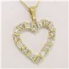 Image 1 : 14K Solid Yellow Gold .70CTW Round & Baguette Diamond Heart Pendant on Box Chain