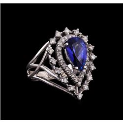 14KT White Gold 2.65 ctw Tanzanite and Diamond Ring