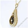 Image 4 : 14kt Yellow Gold 1.22 ctw Diamond and Sapphire Tear Drop Dangle Pendant Necklace