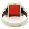 Image 5 : Men's Antique 14k White Gold Rectangular Cut Carnelian Solitaire Ring Size 10.5