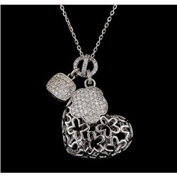 1.29 ctw Diamond Pendant With Chain - 14KT White Gold