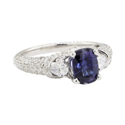 3.02 ctw Colored Stone and Diamond Ring - 18KT White Gold