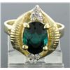 Image 6 : 14k Yellow Gold 2.41 ctw Green Blue Oval UNIQUE Tourmaline & Diamond Dinner Ring