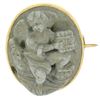 Image 2 : Vintage 14kt Yellow Gold Carved Angel Lava Rock Brooch Pin