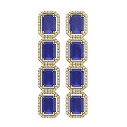 20.59 ctw Sapphire & Diamond Micro Pave Halo Earrings 10K Yellow Gold