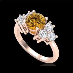 1.51 ctw Intense Fancy Yellow Diamond Art Deco Ring 18K Rose Gold