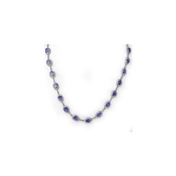 25.0 ctw Tanzanite & Diamond Necklace 14K White Gold