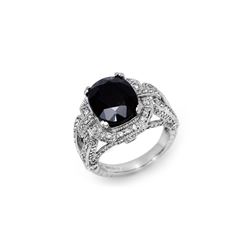 8.50 ctw Blue Sapphire & Diamond Ring 14K White Gold