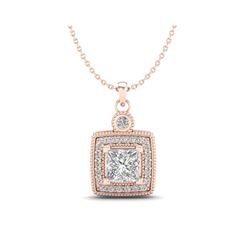 0.91 ctw Princess VS/SI Diamond Art Deco Stud Necklace 18K Rose Gold