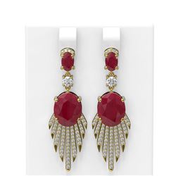 10.07 ctw Ruby & Diamond Earrings 18K Yellow Gold