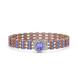 25.54 ctw Tanzanite & Diamond Bracelet 14K Rose Gold