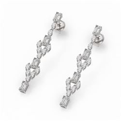 5.28 ctw Emerald Cut and Marquise Diamond Earrings 18K White Gold