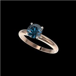 1.52 ctw Certified Intense Blue Diamond Engagement Ring 10K Rose Gold