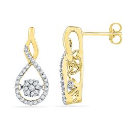 10kt Yellow Gold Round Diamond Moving Cluster Earrings 1/3 Cttw